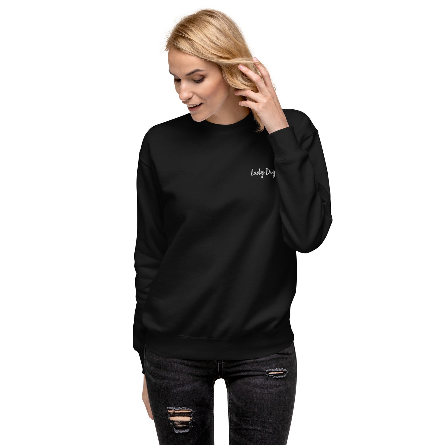 Lady Digital Embroidery Unisex Premium Sweatshirt