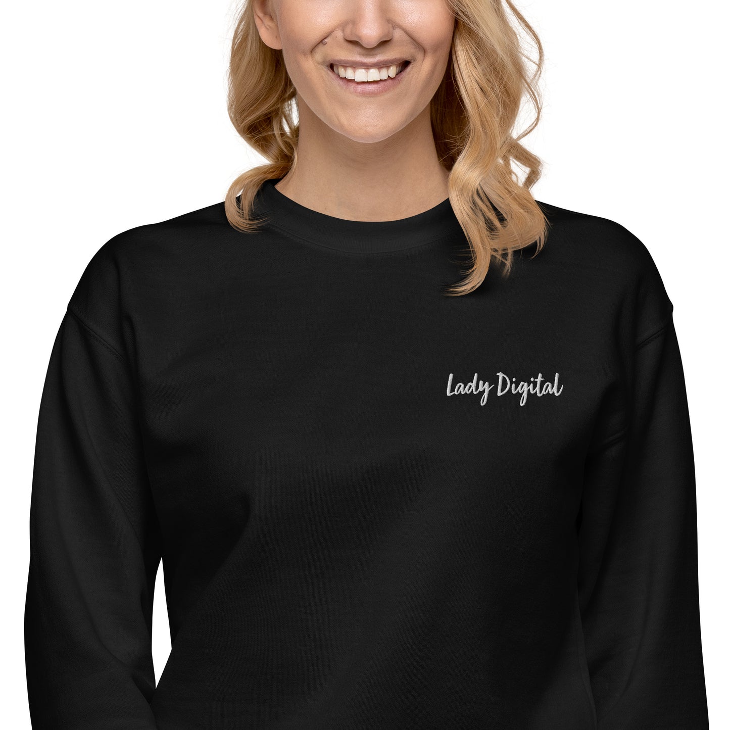 Lady Digital Embroidery Unisex Premium Sweatshirt