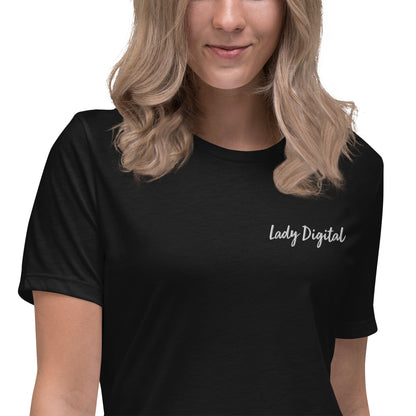 Lady Digital Embroidered Women's Relaxed T-Shirt